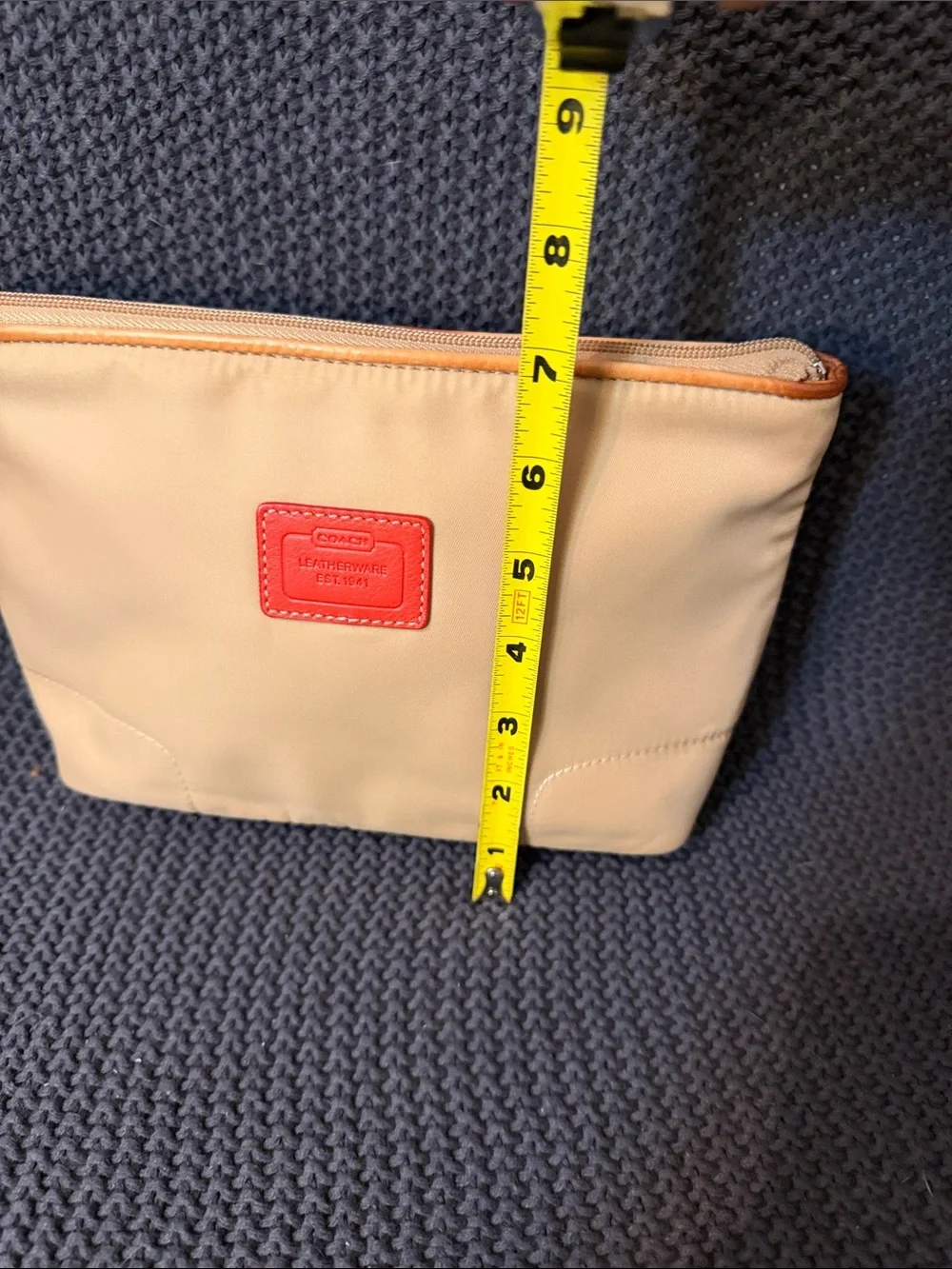 Coach Beige Cosmetic Pouch with Red Accent